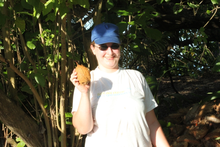 Opening a coconut