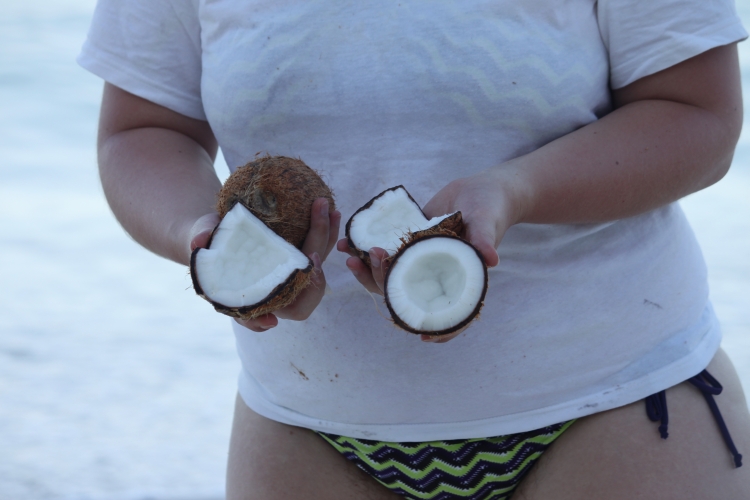 Opening a coconut